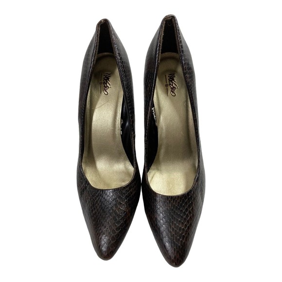 MOSSIMO Slip On Heels Pumps Women's 8M  Brown Faux Leather Snake - Picture 3 of 9